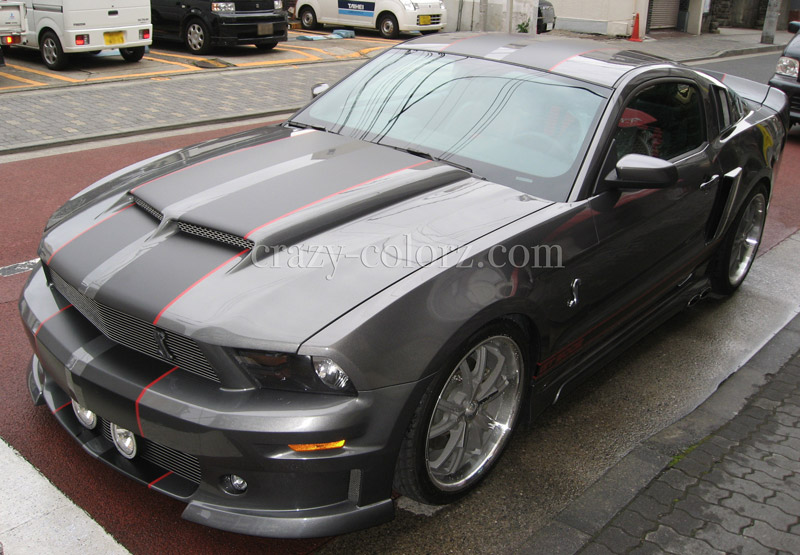 FORD MUSTANG ELEANOR RACING STRIPES DUAL2 MATTE BLACK&RED WRAP |